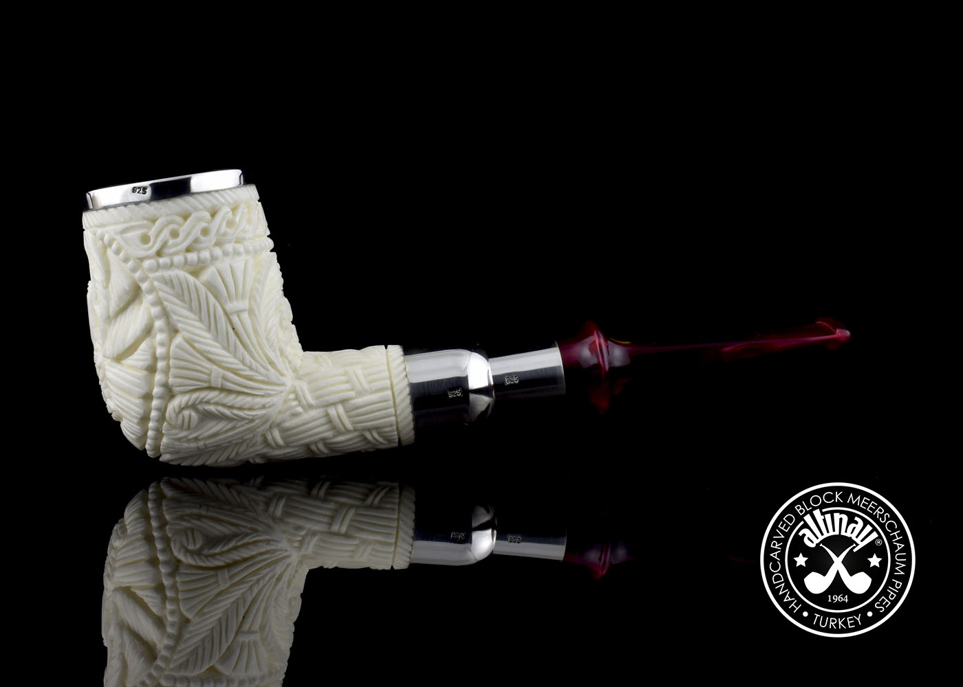 altinay-eagle-s-claw-billiard-spigot-meerschaumpfeife-adler-silberring image 4