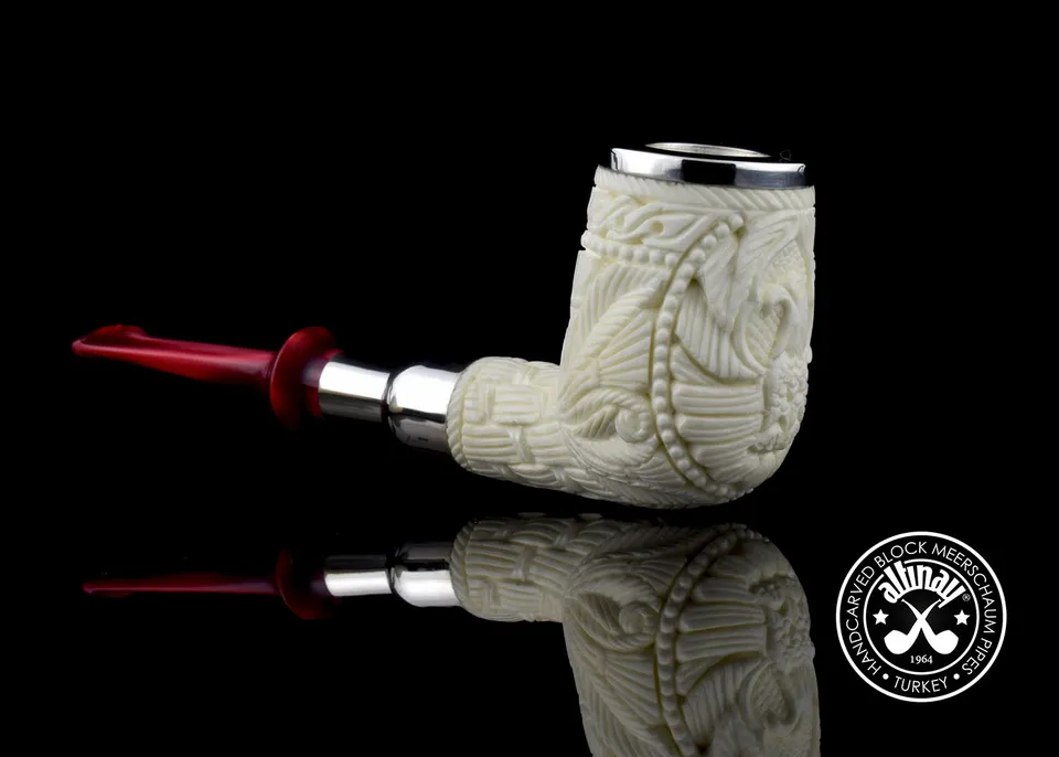 altinay-eagle-s-claw-billiard-spigot-meerschaumpfeife-adler-silberring image 1
