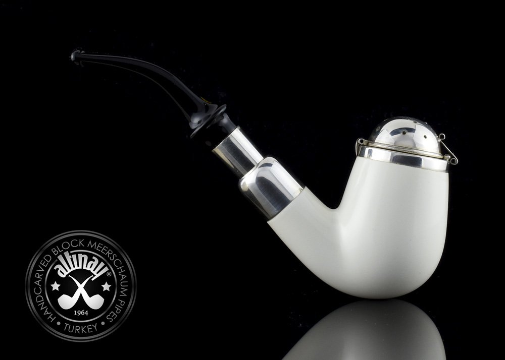 altinay-spigot-bent-billiard-meerschaumpfeife-22841-silber image 2