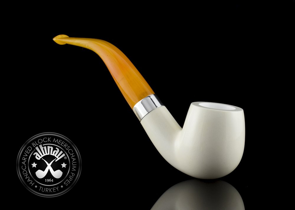 altinay-classic-bent-billiard-meerschaumpfeife-silberring-acryl image 2