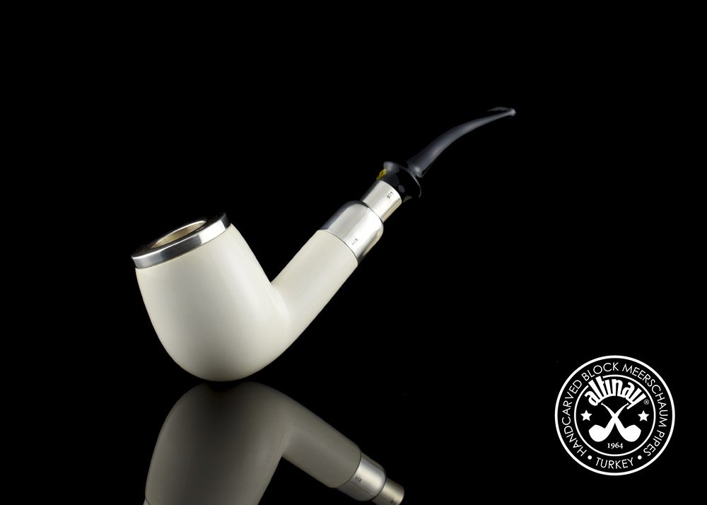 altinay-spigot-bent-billiard-meerschaumpfeife-silber-gebogen image 1