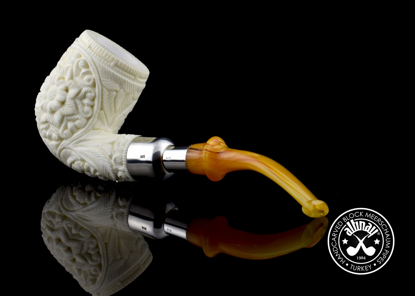 altinay-spigot-billiard-meerschaumpfeife-silber-7 image 7