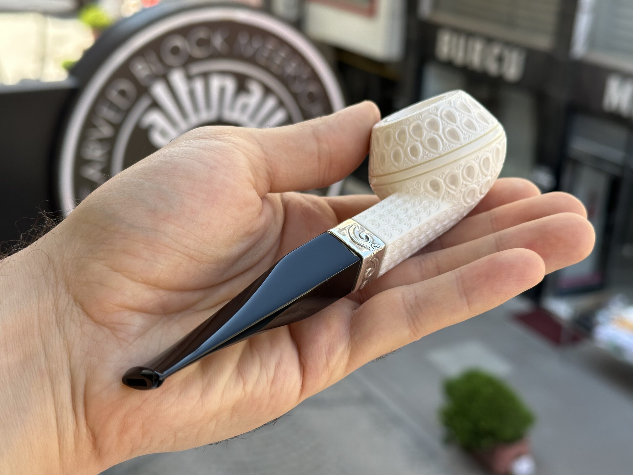 altinay-classic-bulldog-meerschaumpfeife-silberring image 2