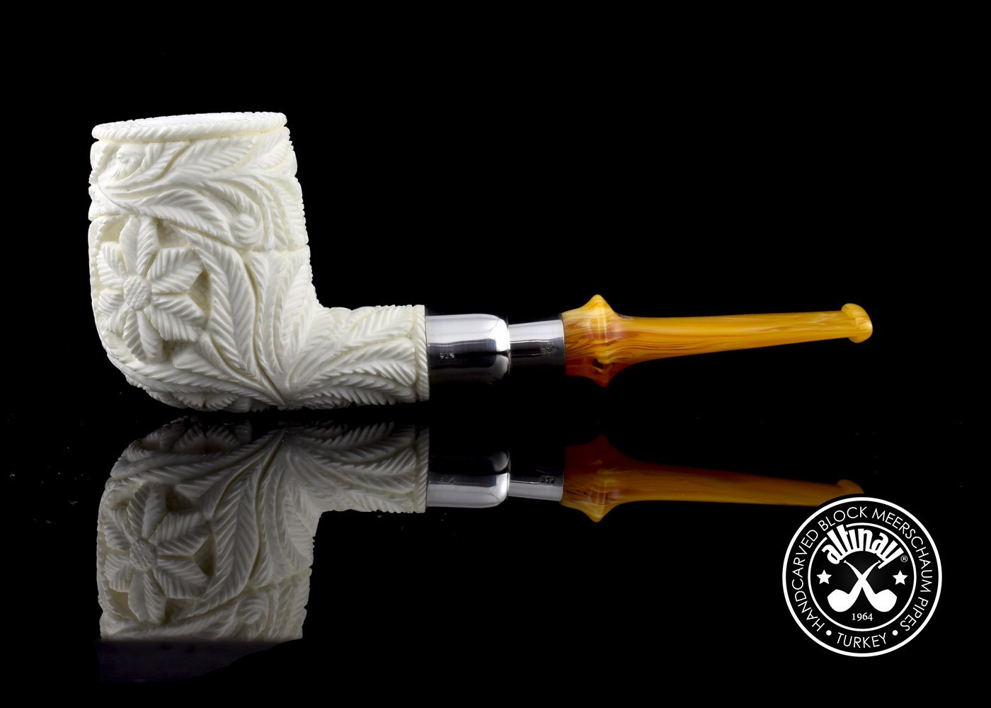 altinay-spigot-billiard-meerschaumpfeife-silber-gerade image 3