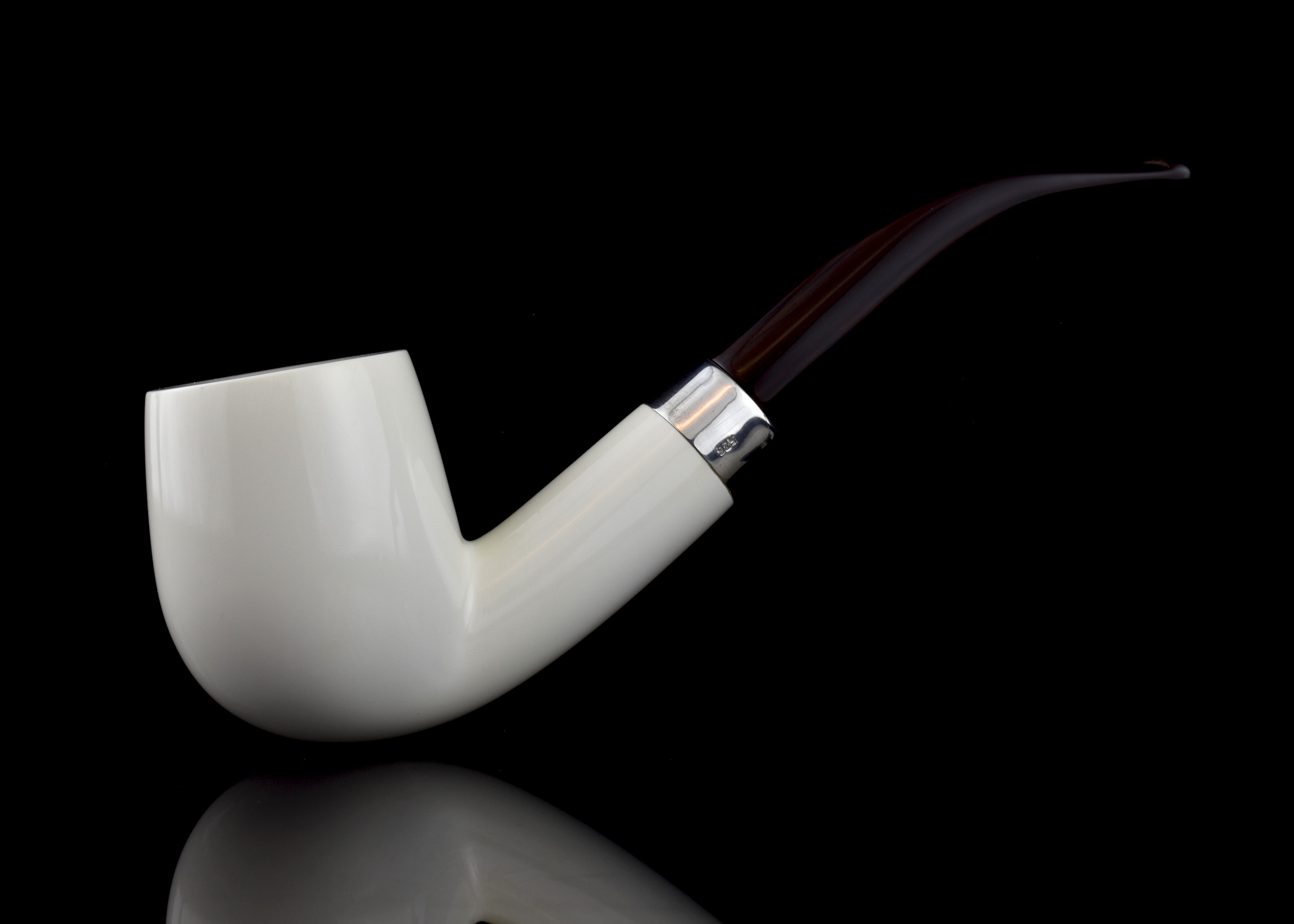 altinay-classic-bent-billiard-meerschaumpfeife-silberring image 3