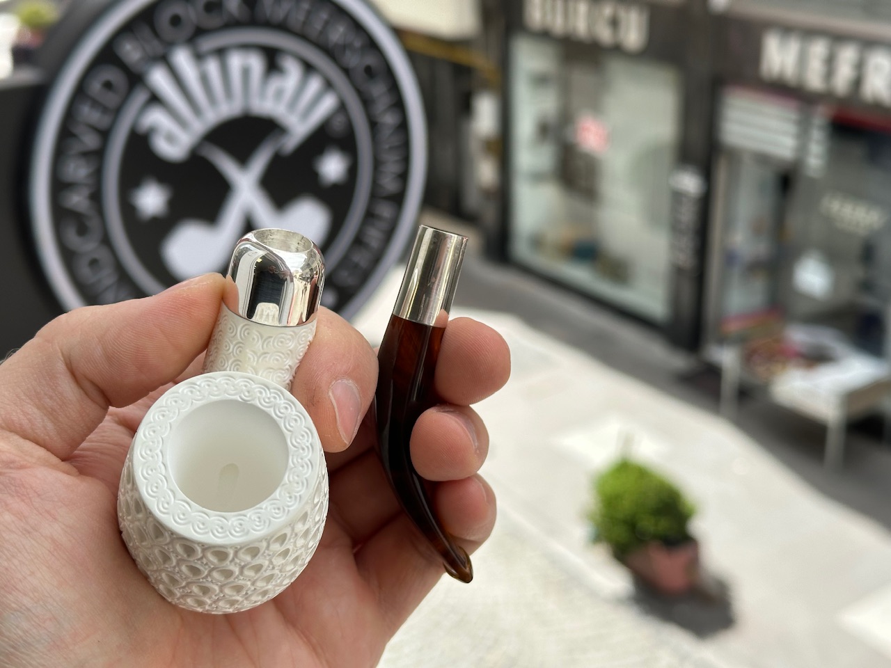altinay-spigot-bent-billiard-meerschaumpfeife-silber-2 image 7