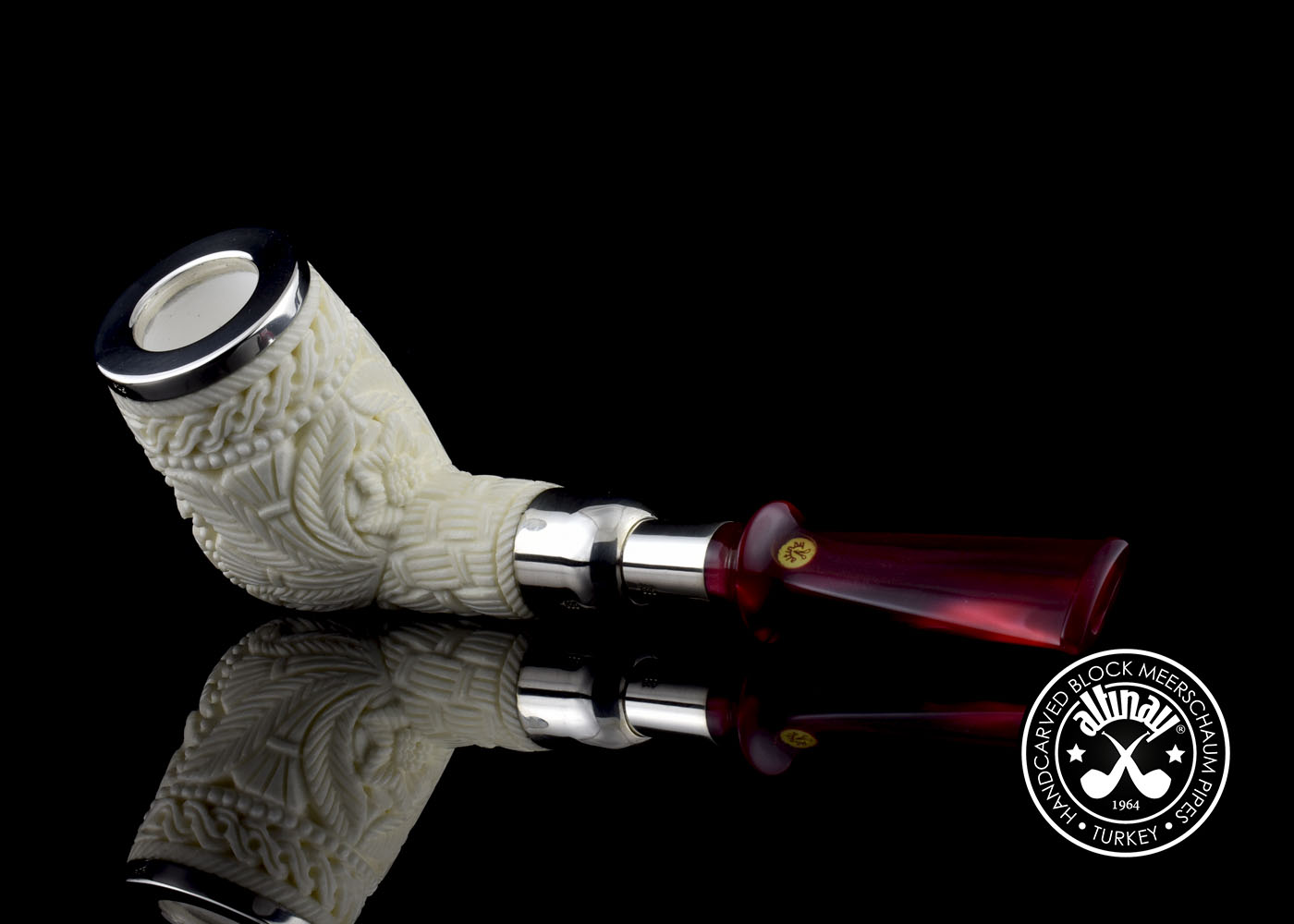 altinay-eagle-s-claw-billiard-spigot-meerschaumpfeife-adler-silberring image 5