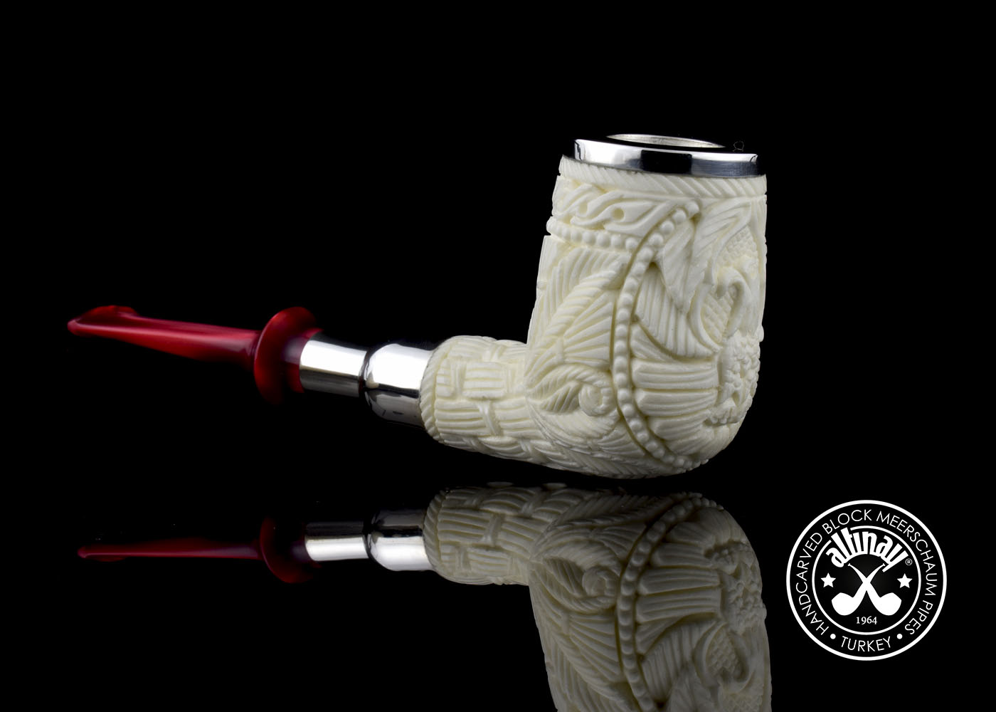 altinay-eagle-s-claw-billiard-spigot-meerschaumpfeife-adler-silberring image 1