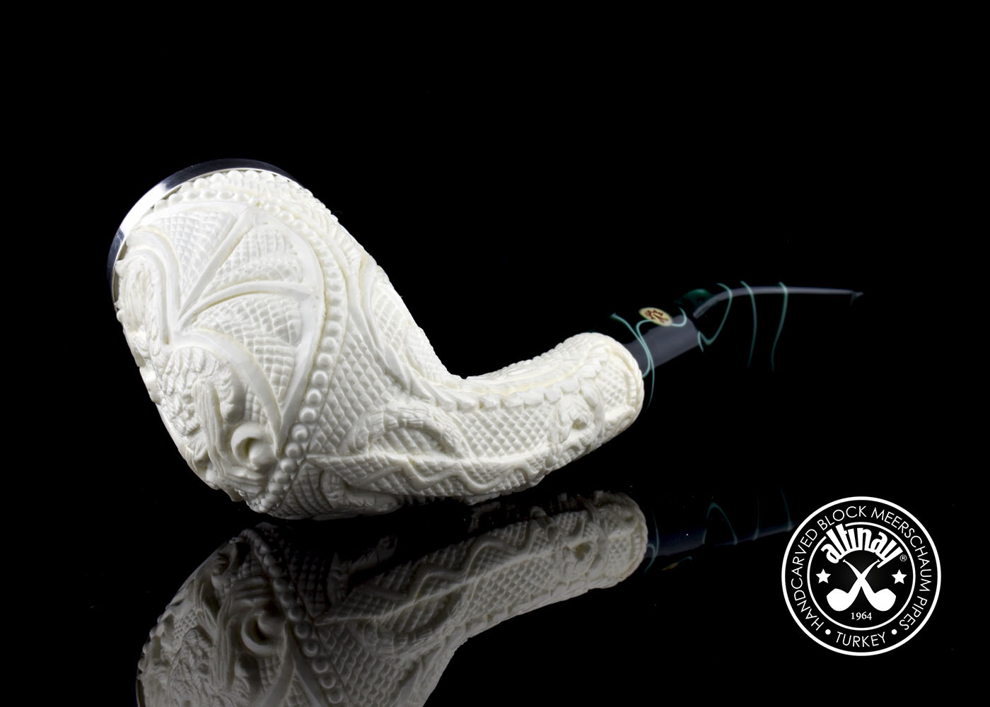 altinay-classic-bent-billiard-meerschaumpfeife-drache-silber image 5