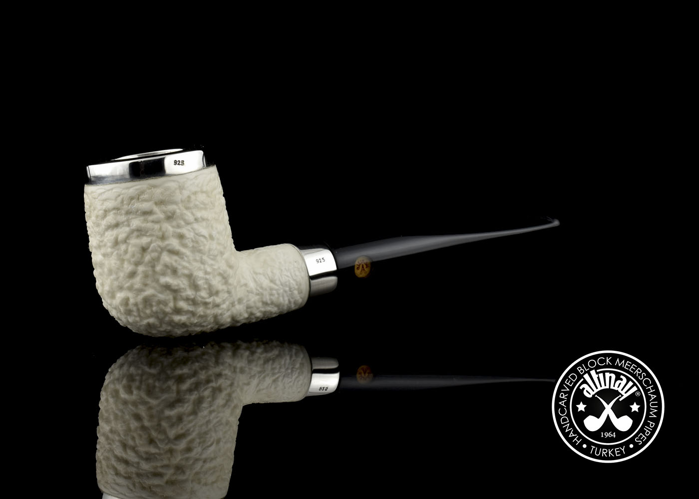 altinay-classic-billiard-meerschaumpfeife-mit-silberring-glatt-2 image 2