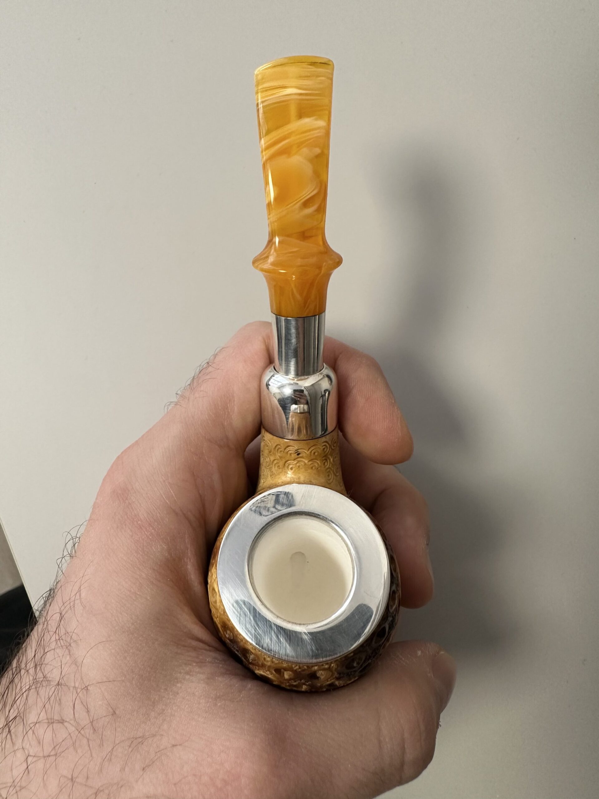 altinay-calcined-bent-billiard-meerschaumpfeife-silber-spigot-etui image 3