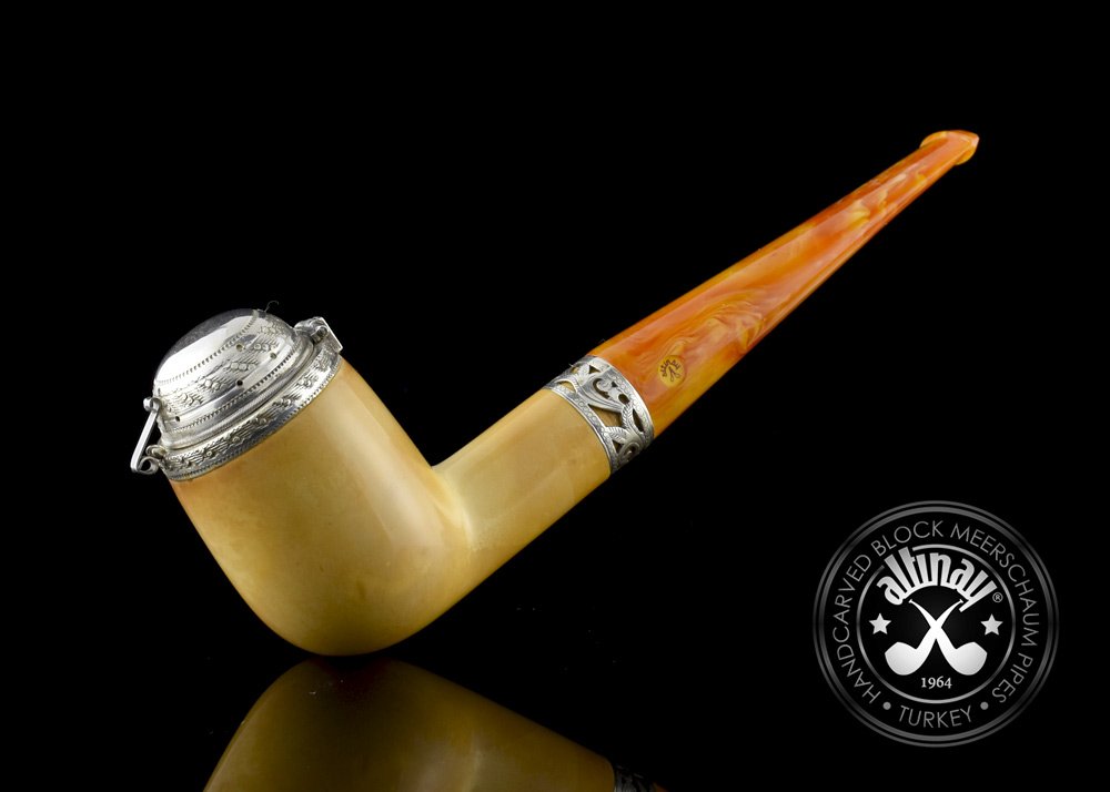 altinay-calcined-meerschaumpfeife-billiard-22812-silberdeckel image 2