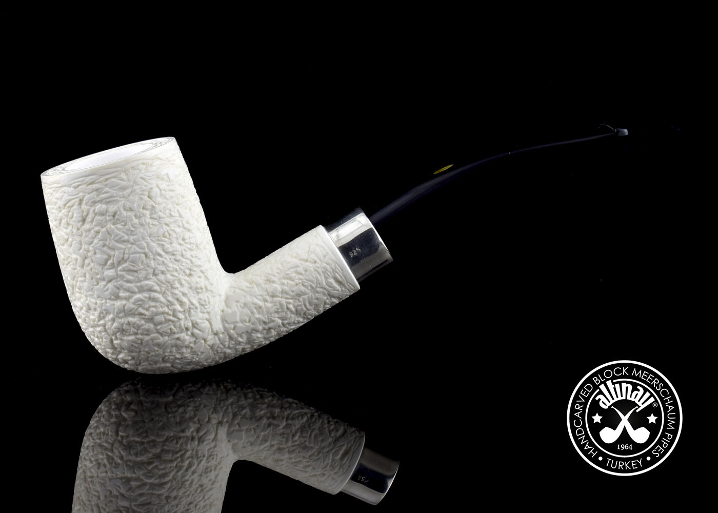 altinay-spigot-army-bent-billiard-meerschaumpfeife-silber image 2