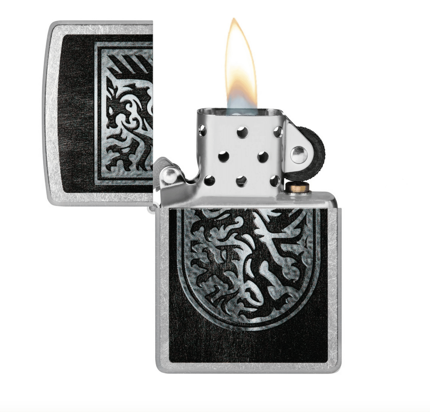 zippo-dragon-shield-taschenfeuerzeug-street-chrome image 2