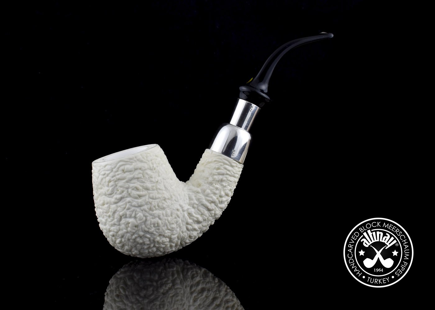 altinay-spigot-bent-billiard-meerschaumpfeife-silber image 2