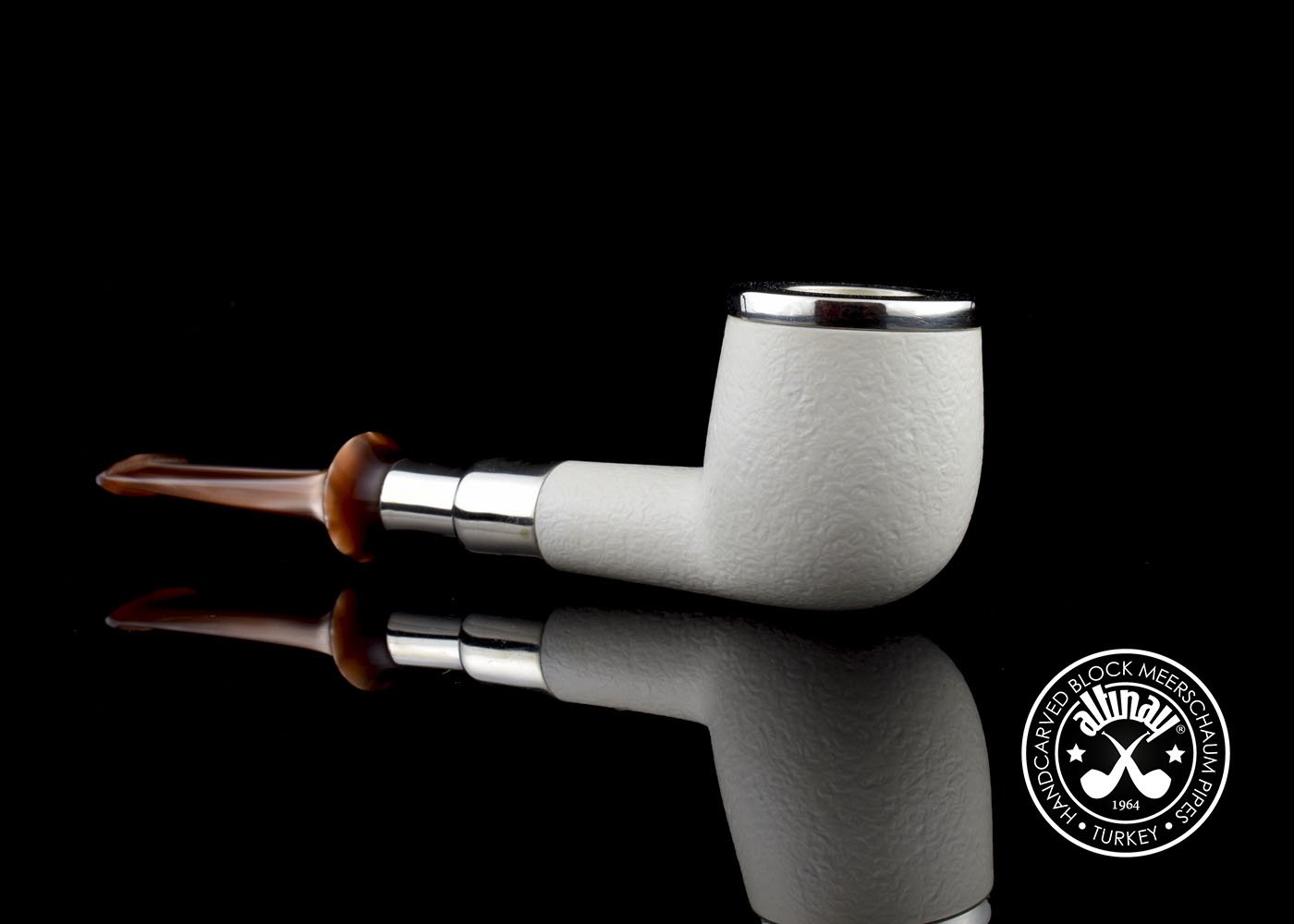 altinay-spigot-billiard-meerschaumpfeife-silber-top image 1