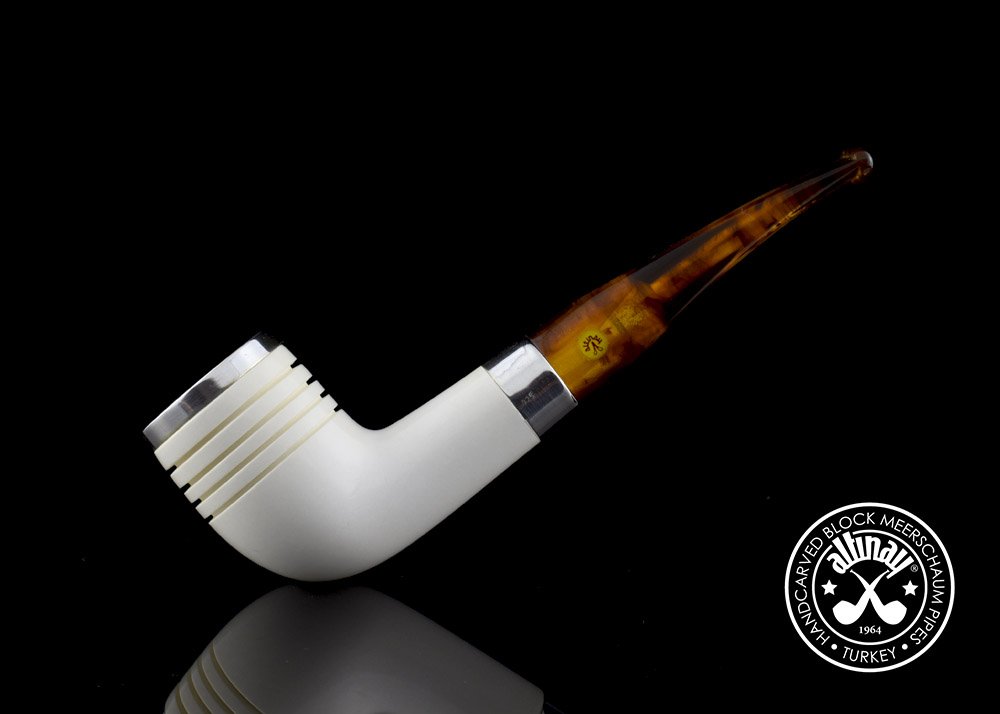 altinay-classic-quarter-bent-meerschaumpfeife-silberring image 4