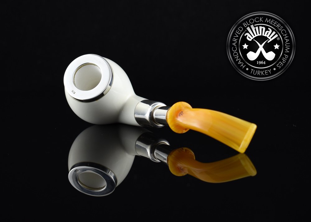 altinay-spigot-bent-silber-meerschaumpfeife-mit-cap image 3