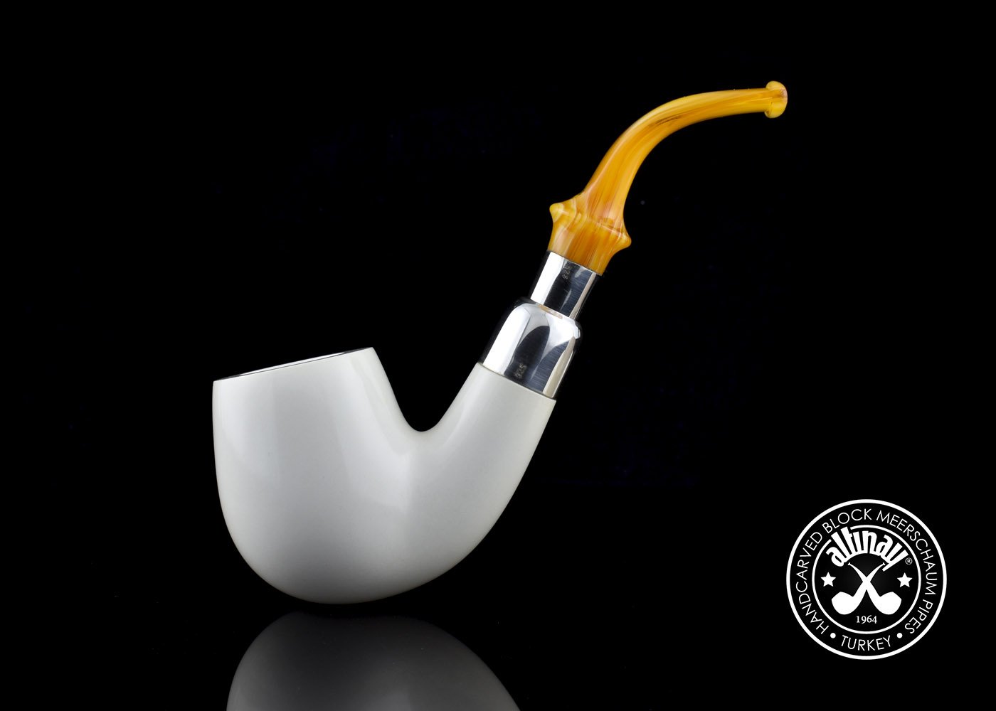 altinay-spigot-bent-billiard-meerschaumpfeife-silber-6 image 2