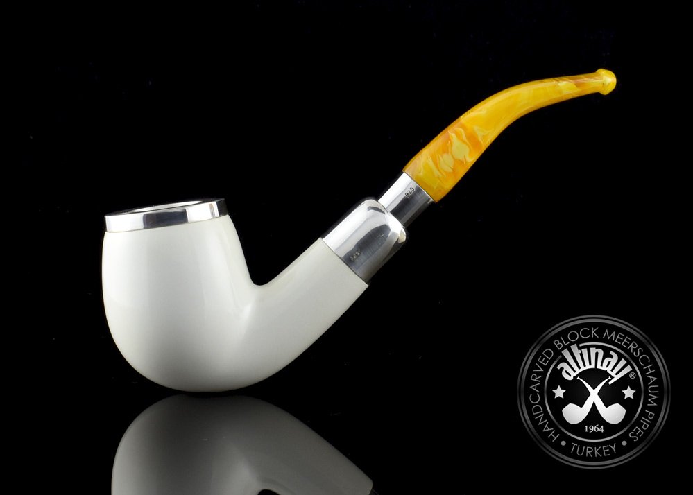 altinay-spigot-bent-billiard-meerschaumpfeife-silber-4 image 2