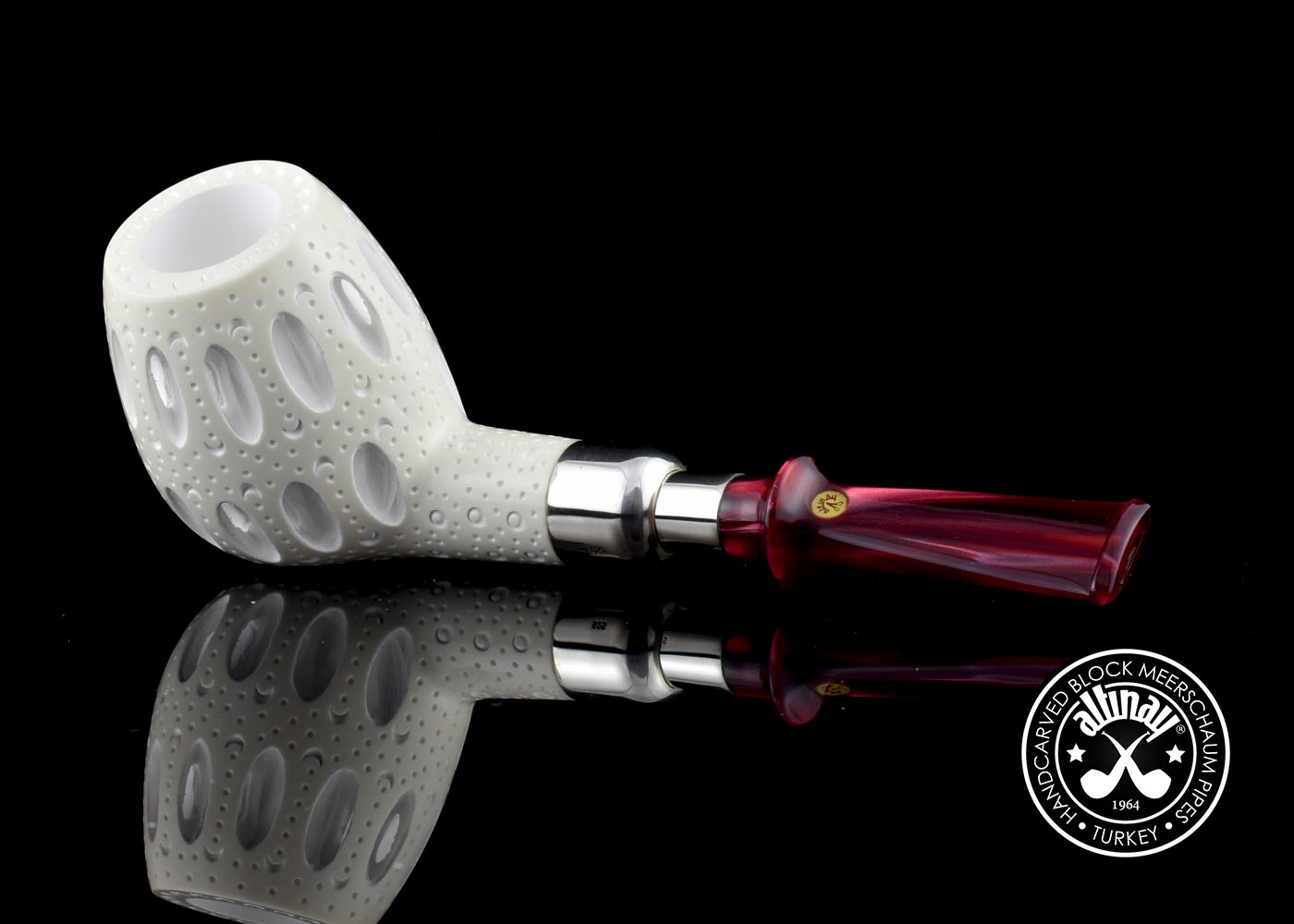 altinay-spigot-army-latticed-apple-meerschaumpfeife-silber image 5