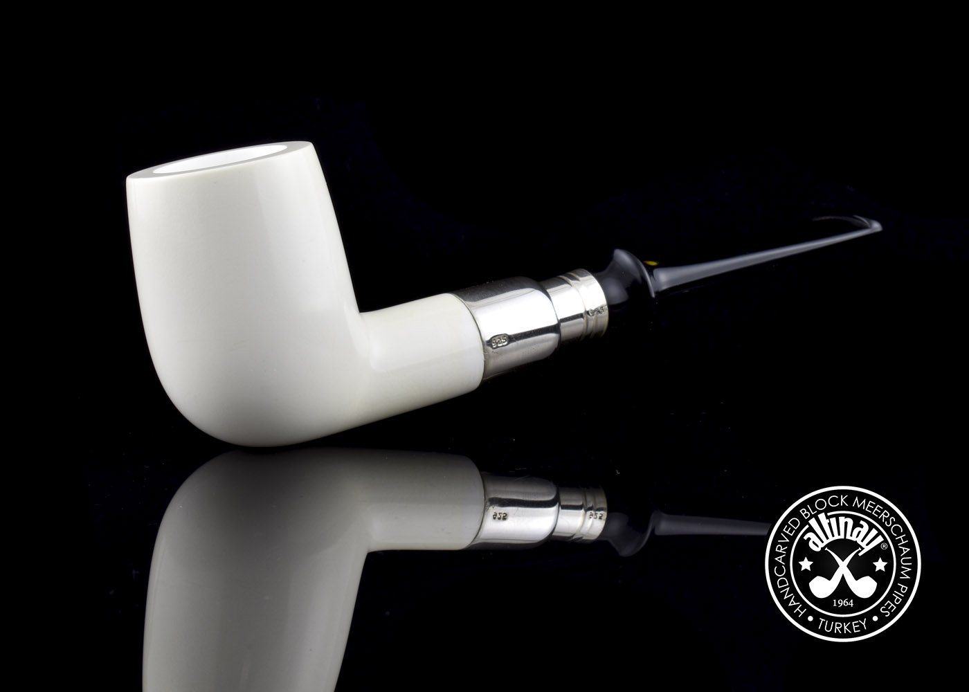 altinay-spigot-billiard-meerschaumpfeife-silber-3 image 1