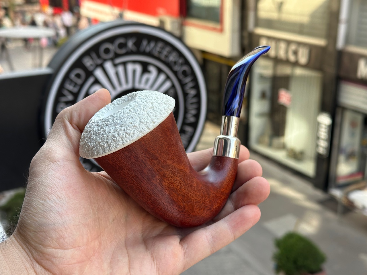 altinay-calabash-mahogany-silber-spigot-tabakpfeife-meerschaum image 3