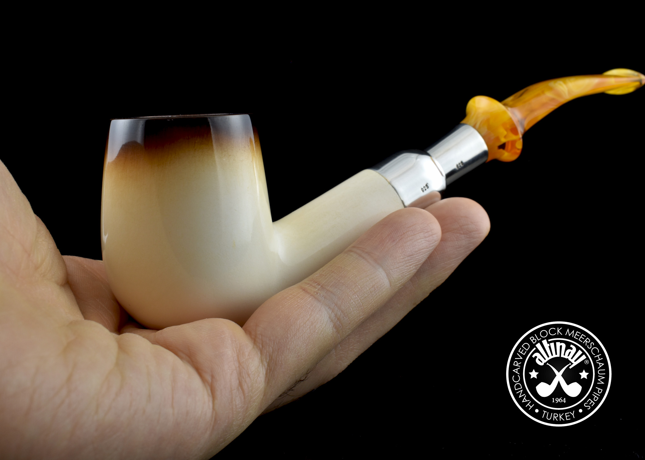 altinay-lee-van-cleef-bent-billiard-meerschaumpfeife-silber-spigot image 7