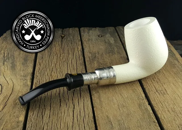 altinay-classic-bent-meerschaumpfeife-silber-mit-etui image 1