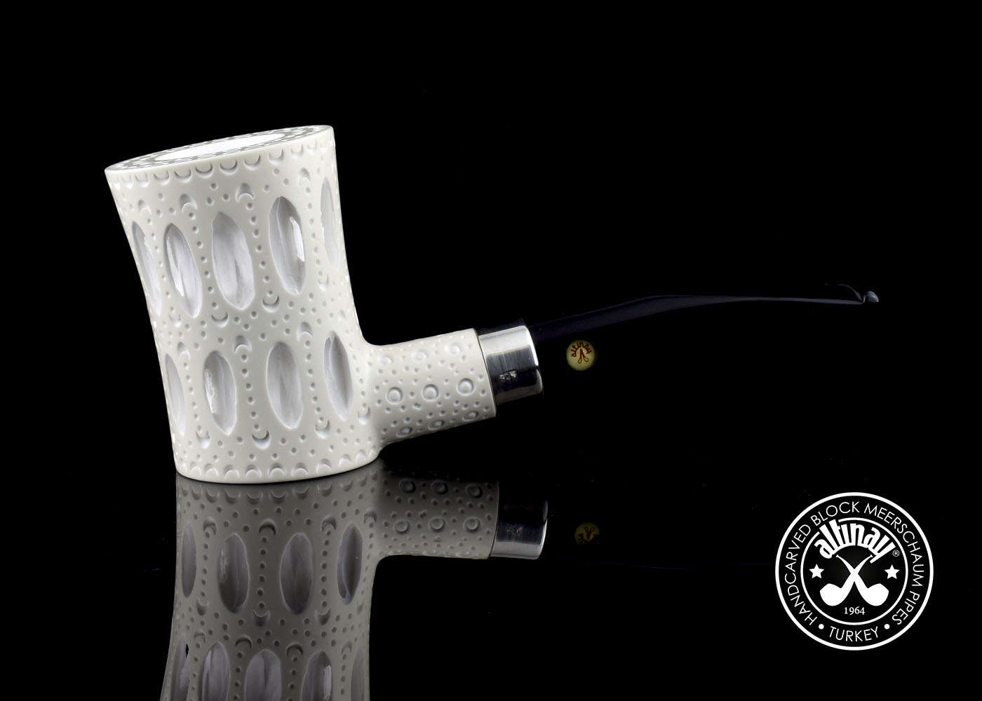 altinay-classic-latticed-poker-meerschaumpfeife-silberband image 2