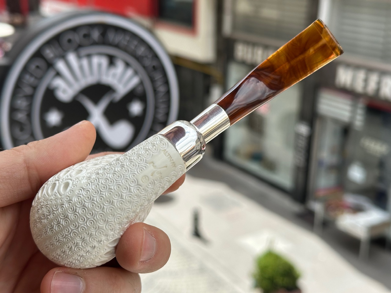 altinay-spigot-bent-billiard-meerschaumpfeife-silber-2 image 6