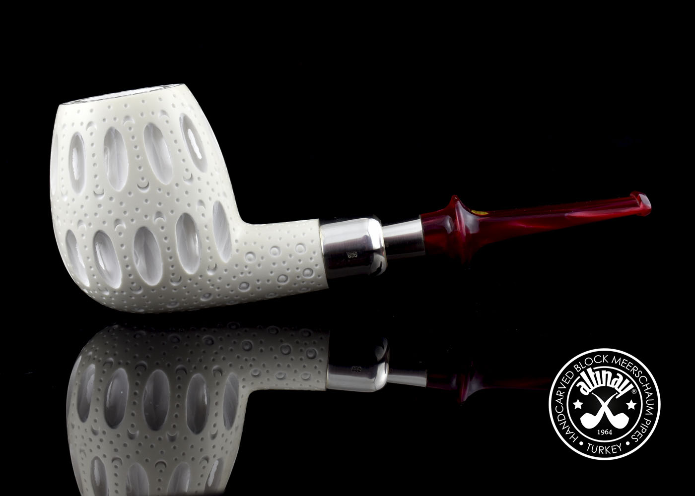 altinay-spigot-army-latticed-apple-meerschaumpfeife-silber image 2