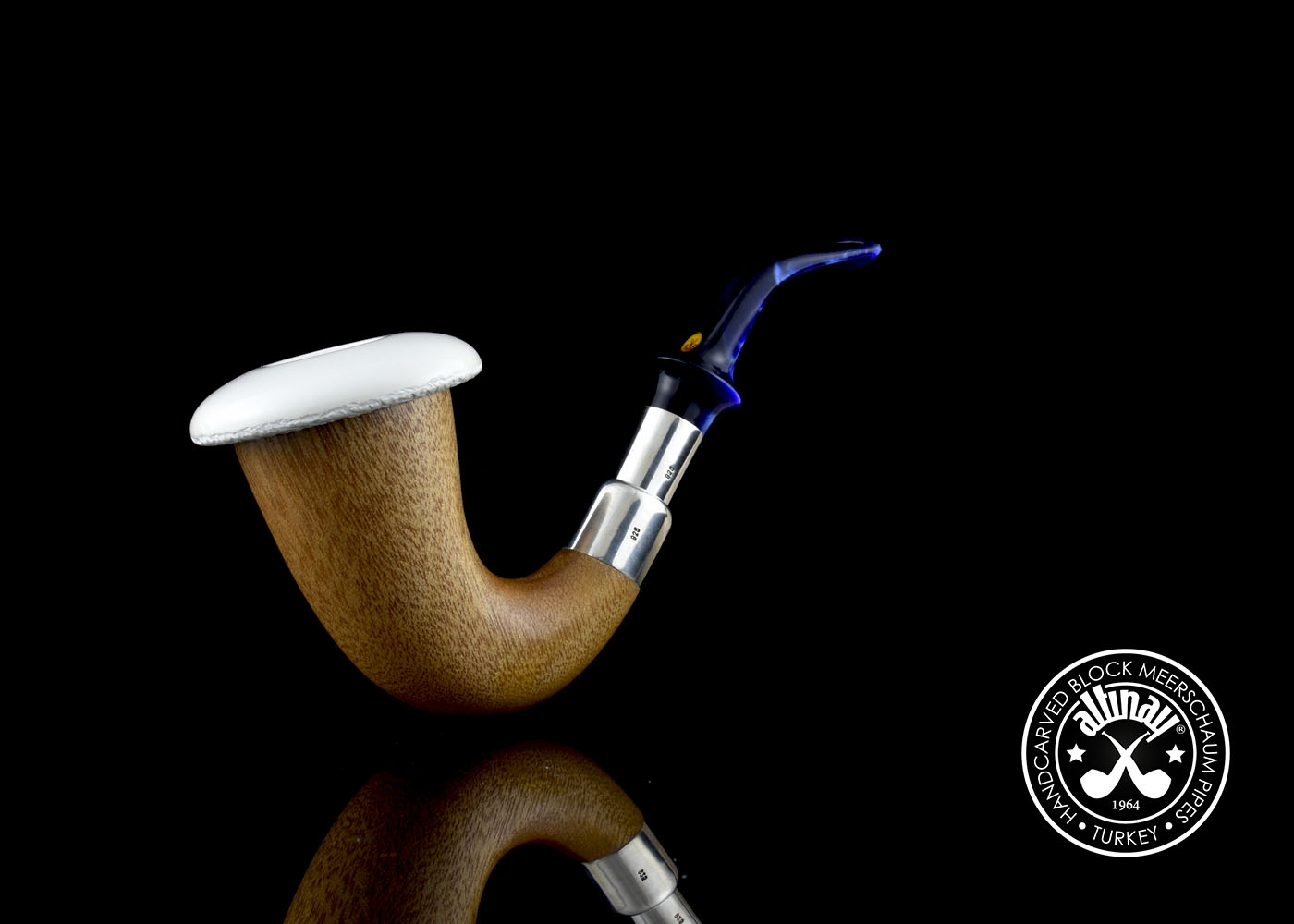altinay-okoume-calabash-meerschaumpfeife-klein-silber-spigot image 2