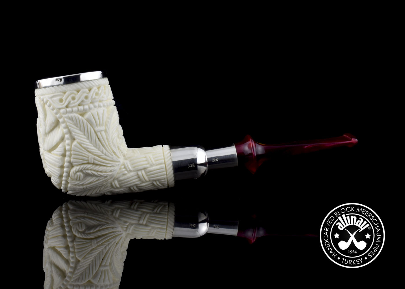 altinay-eagle-s-claw-billiard-spigot-meerschaumpfeife-adler-silberring image 3