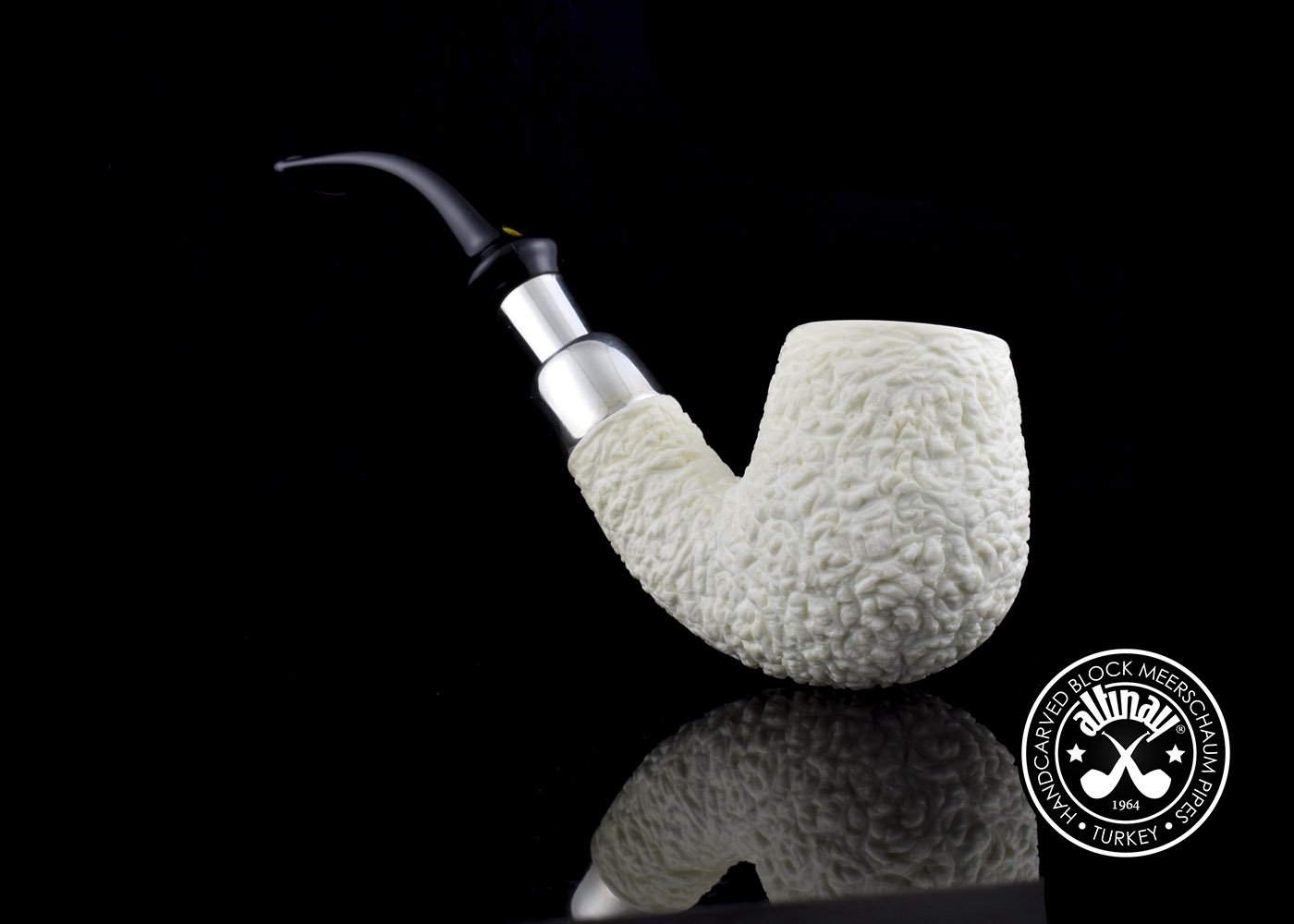 altinay-spigot-bent-billiard-meerschaumpfeife-silber image 1