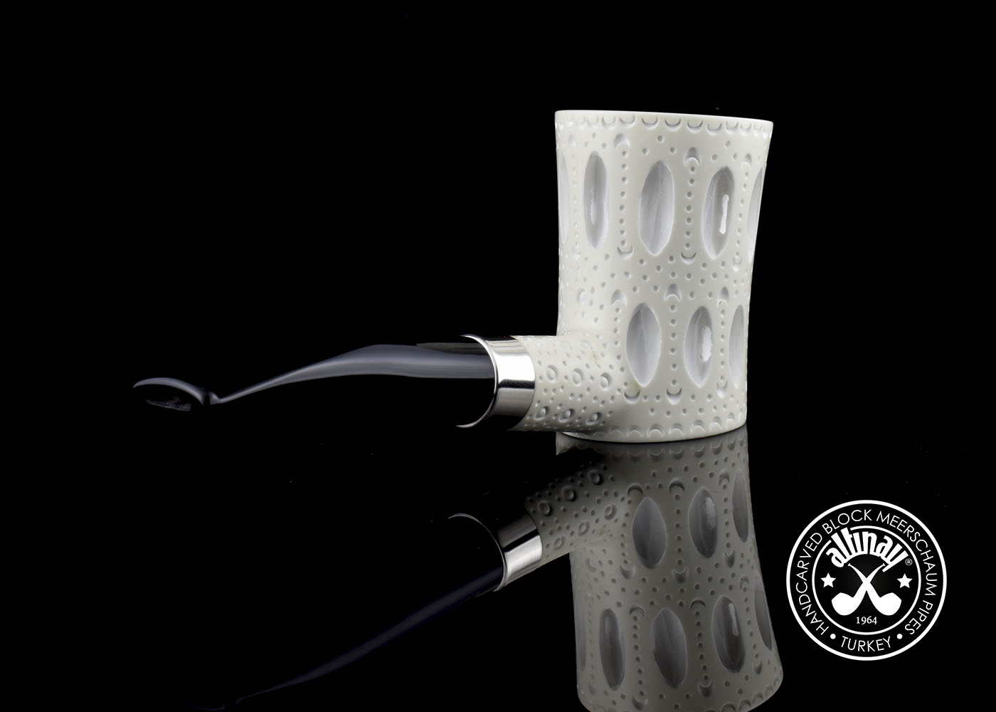 altinay-classic-latticed-poker-meerschaumpfeife-silberband image 4