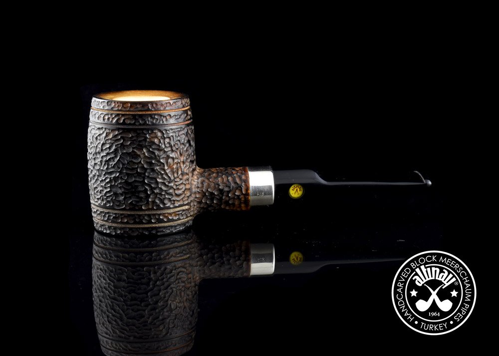 altinay-black-barrel-30098-tabakpfeife-meerschaum-silberband image 2