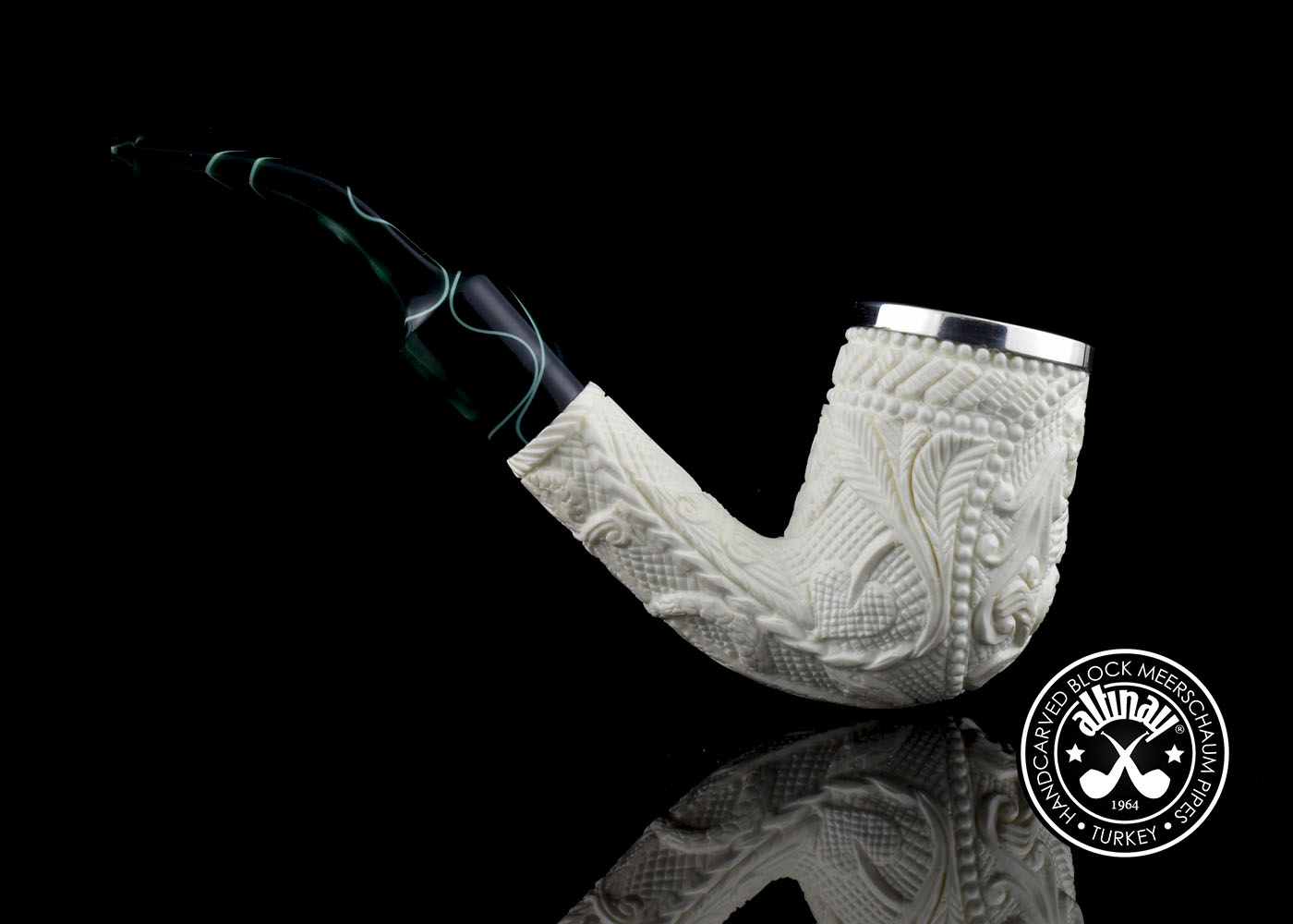 altinay-classic-bent-billiard-meerschaumpfeife-drache-silber image 4
