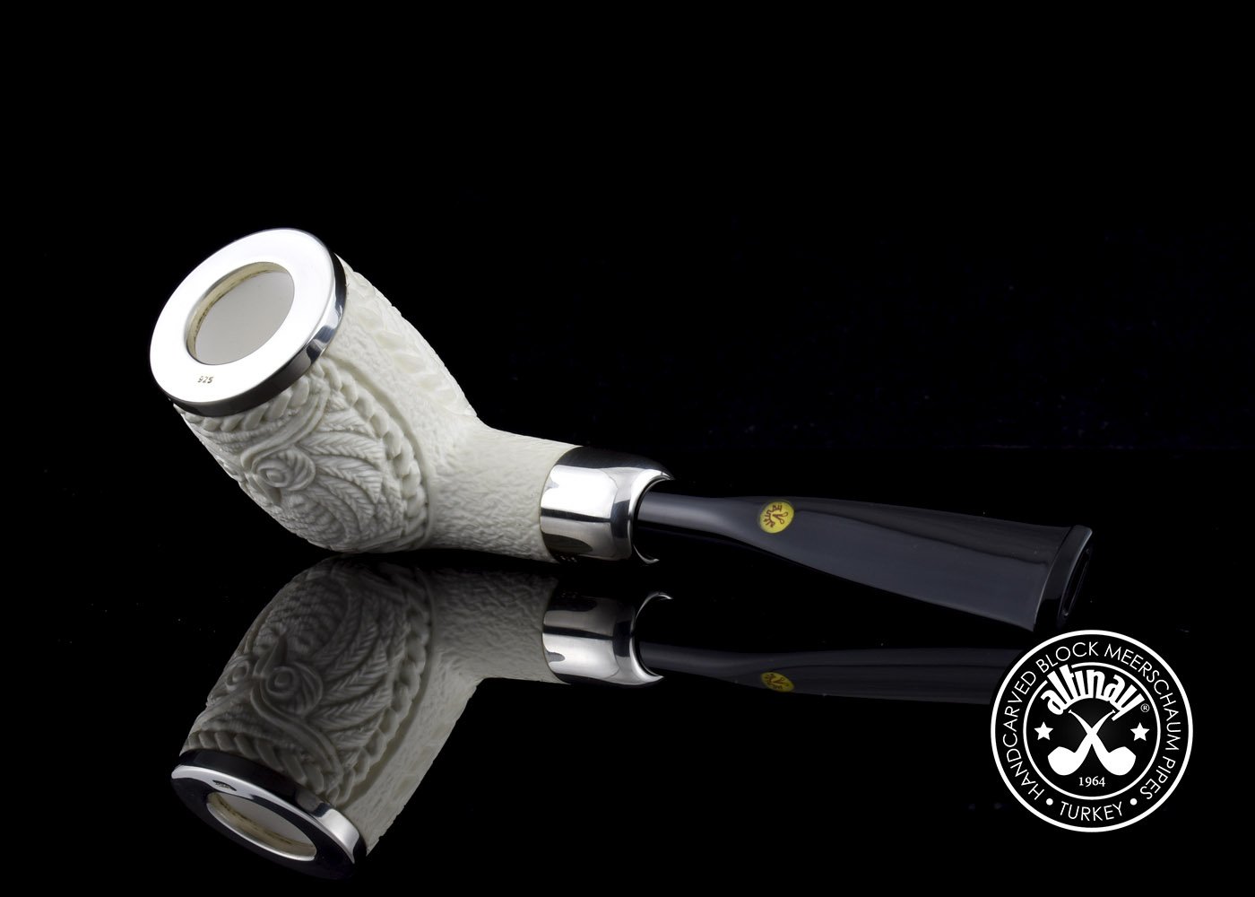 altinay-spigot-army-billiard-meerschaumpfeife-eule-silber image 5