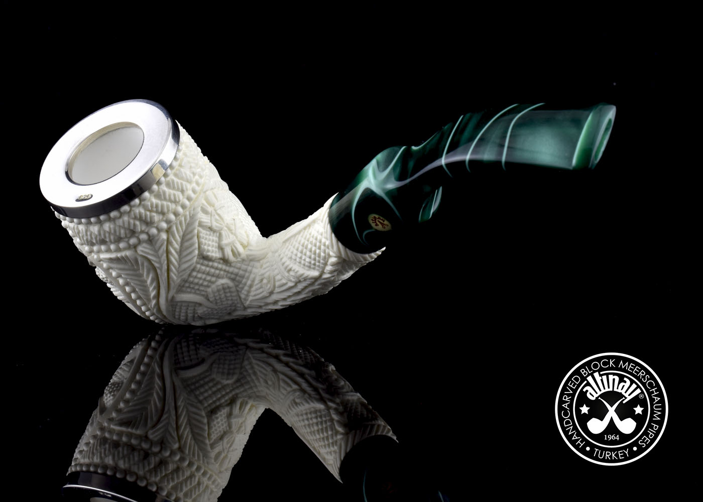altinay-classic-bent-billiard-meerschaumpfeife-drache-silber image 6