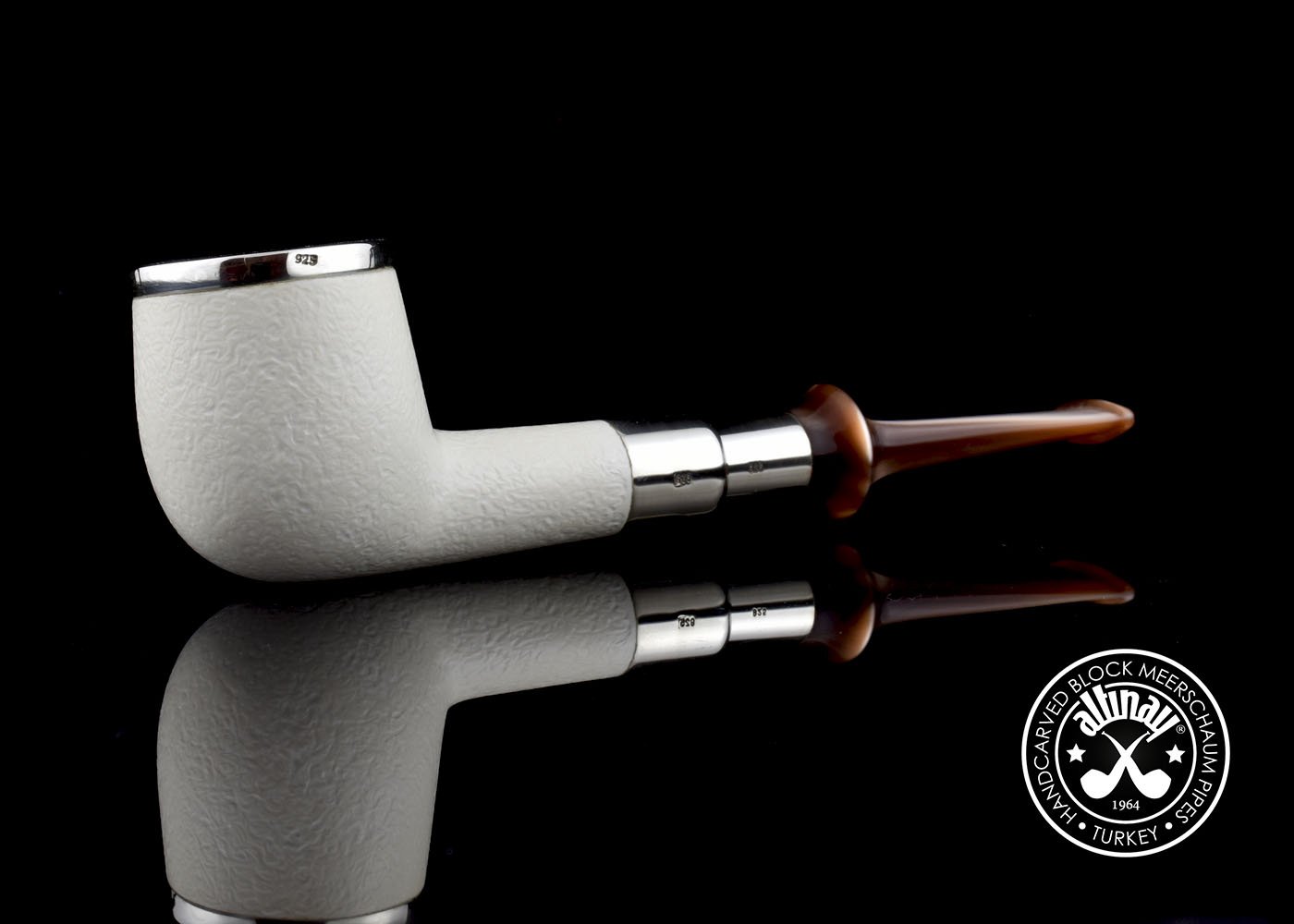 altinay-spigot-billiard-meerschaumpfeife-silber-top image 2