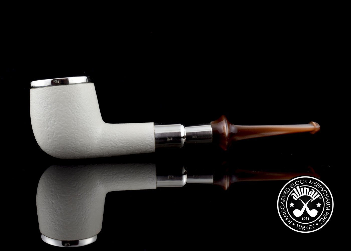 altinay-spigot-billiard-meerschaumpfeife-silber-top image 3