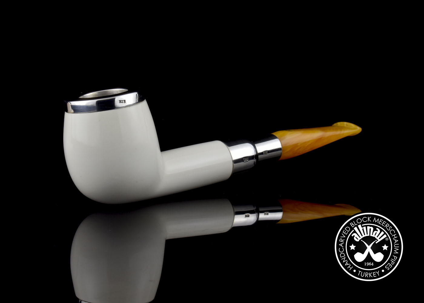 altinay-spigot-billiard-meerschaumpfeife-silber-top-2 image 2