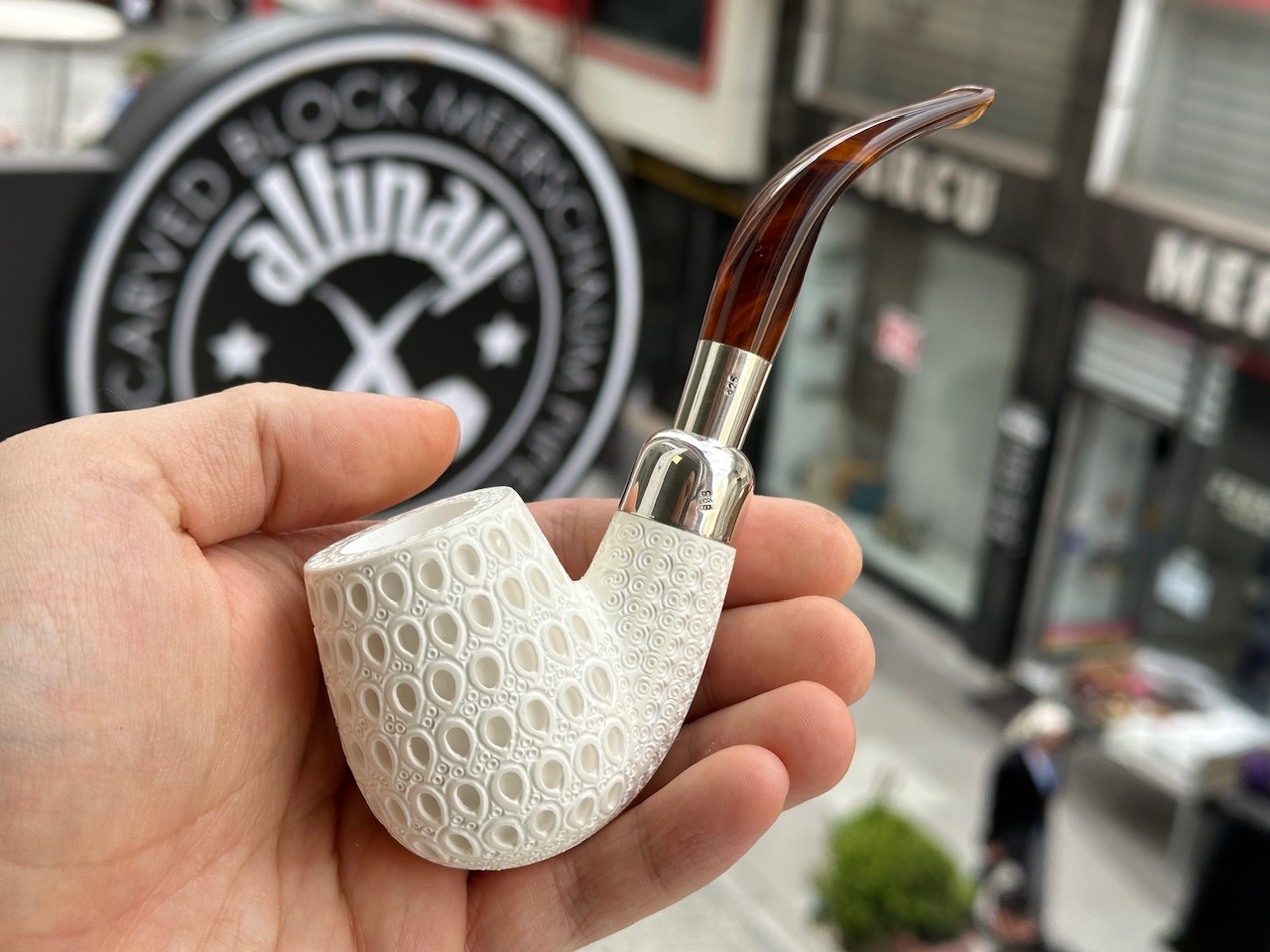 altinay-spigot-bent-billiard-meerschaumpfeife-silber-2 image 1