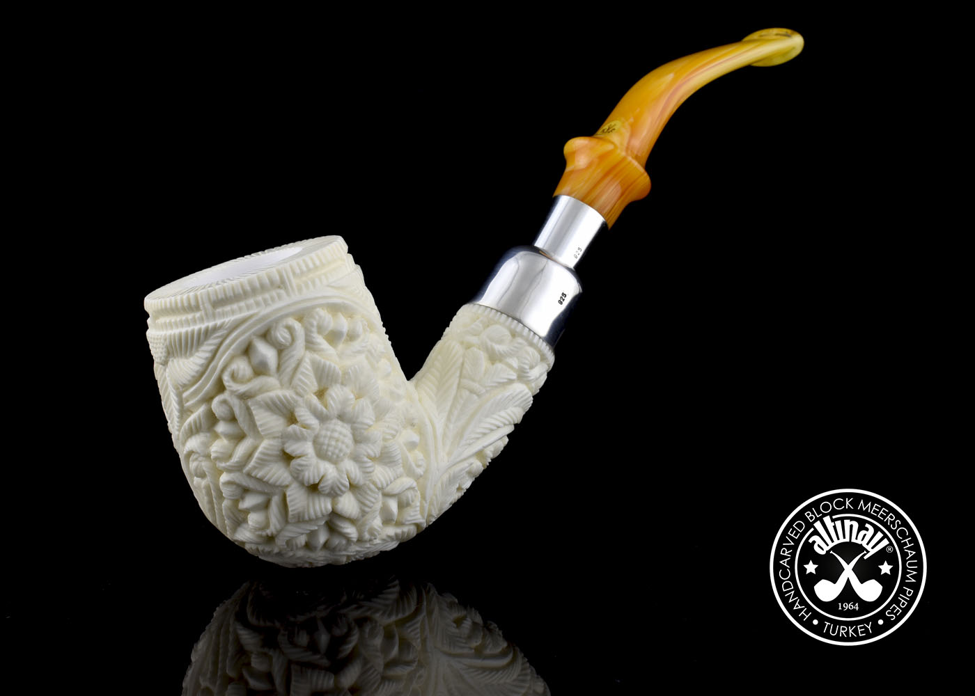 altinay-spigot-billiard-meerschaumpfeife-silber-7 image 1