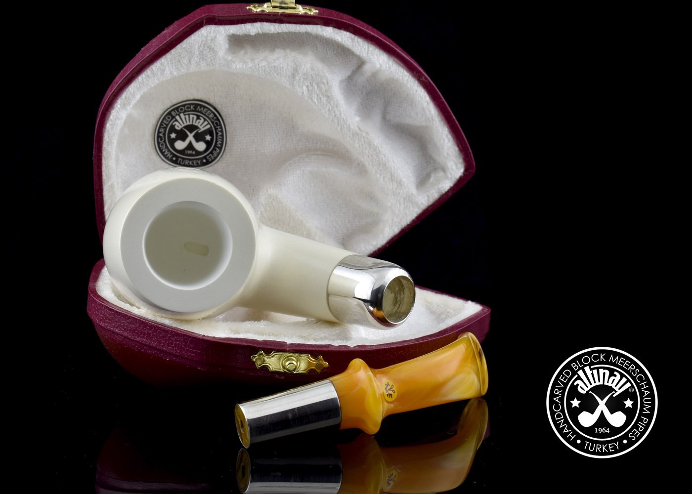 altinay-spigot-bent-billiard-meerschaumpfeife-silber-6 image 6