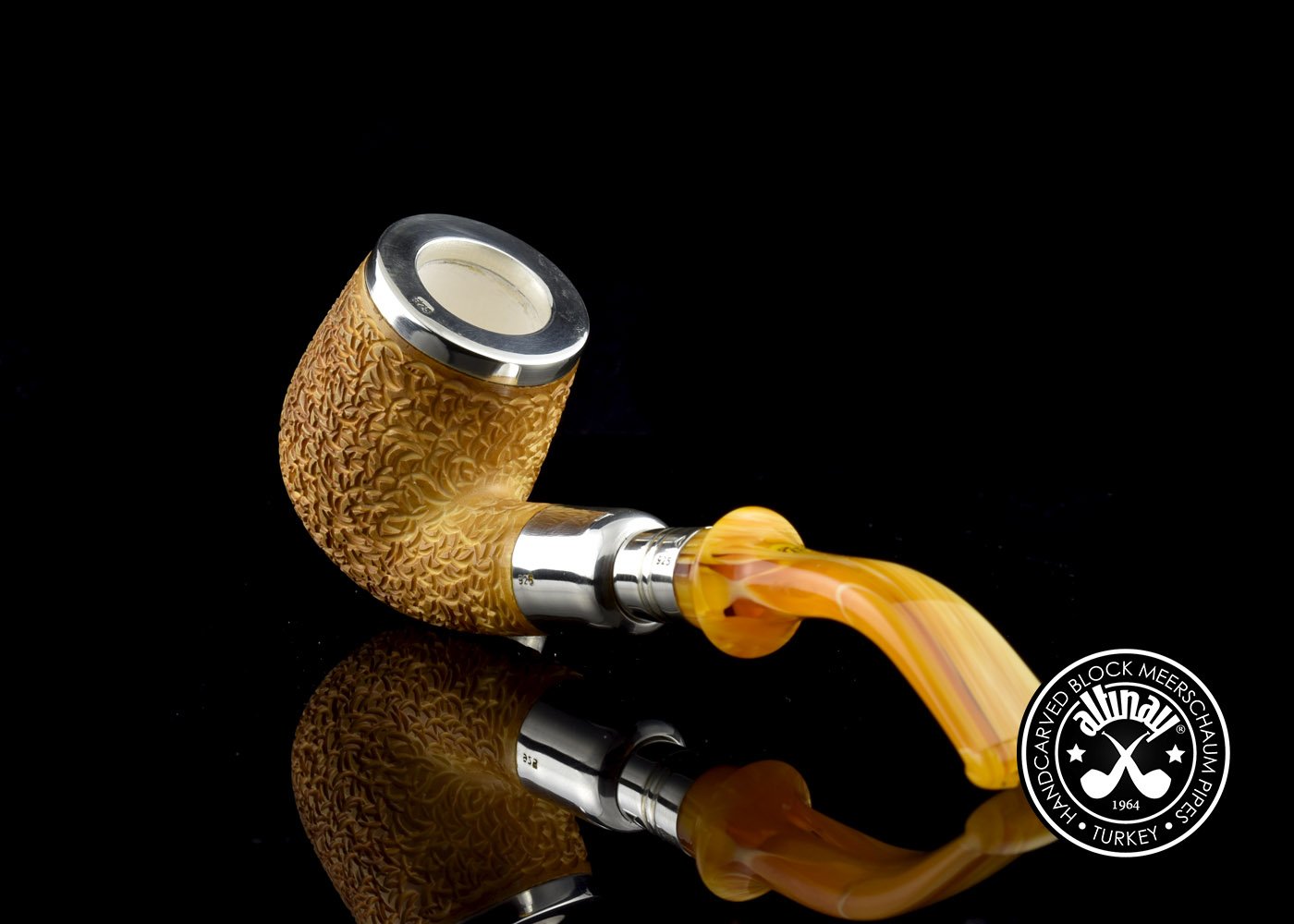 altinay-spigot-bent-billiard-meerschaumpfeife-silber-top image 5