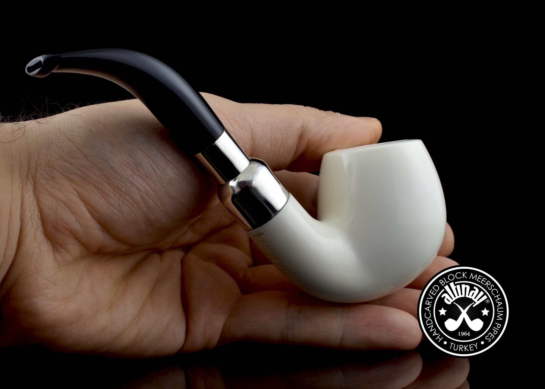 altinay-spigot-bent-billiard-meerschaumpfeife-silber-3 image 5