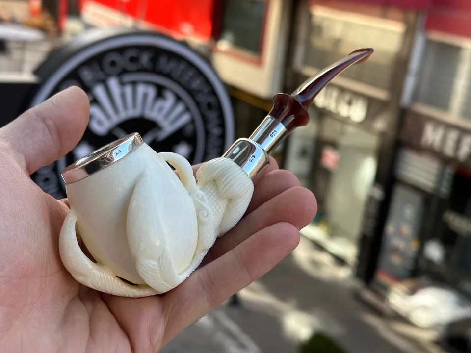 altinay-translucent-top-silver-claw-spigot-tabakpfeife-meerschaum image 1