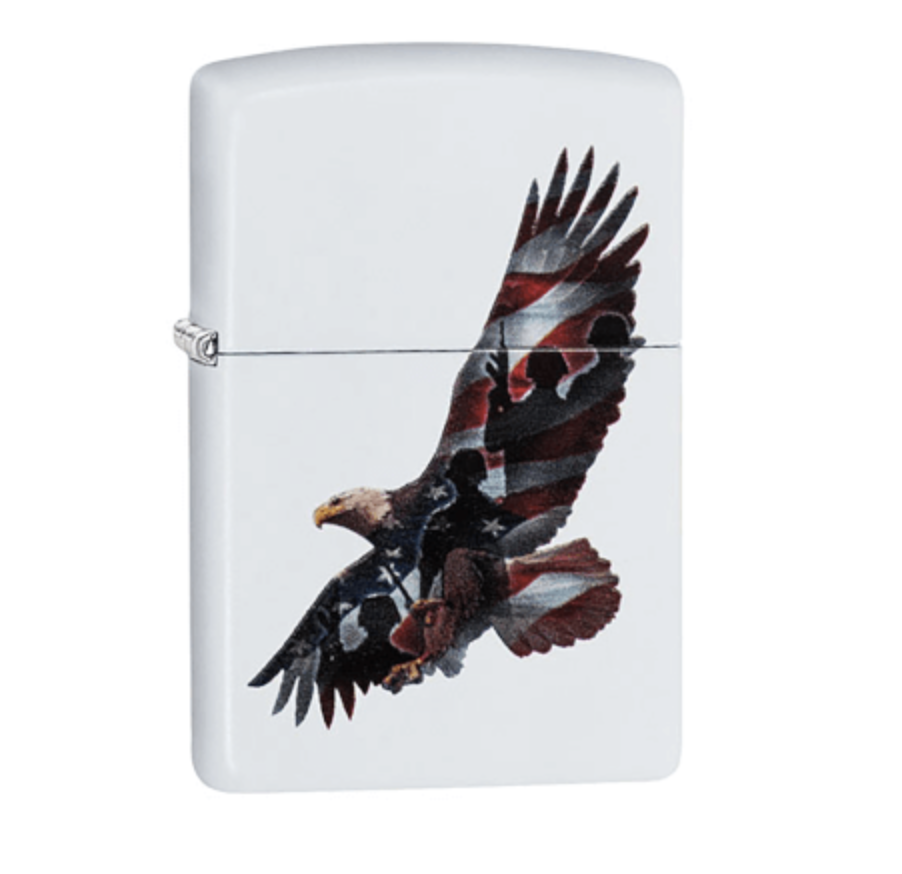 zippo-eagle-benzinfeuerzeug-white-matte-flagge image 1